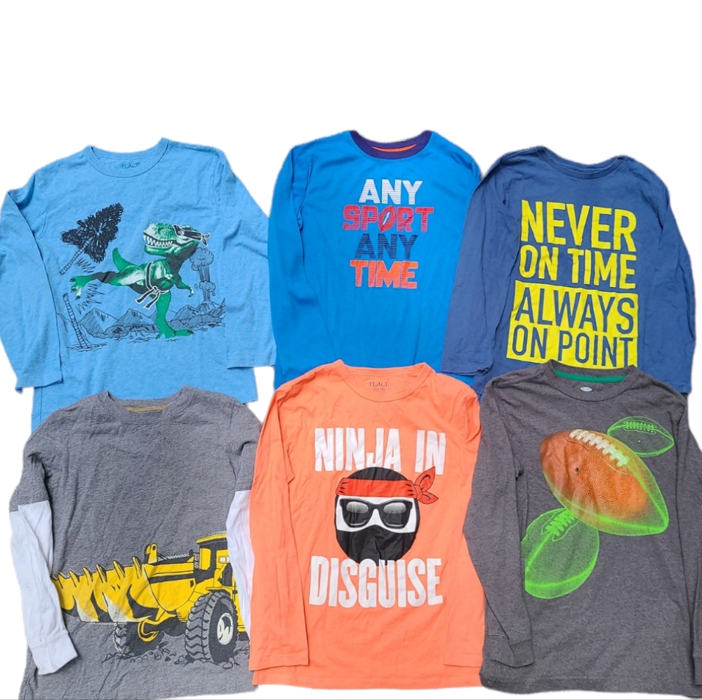 Bundle of Boys Size 7/8 Long Sleeve Tees